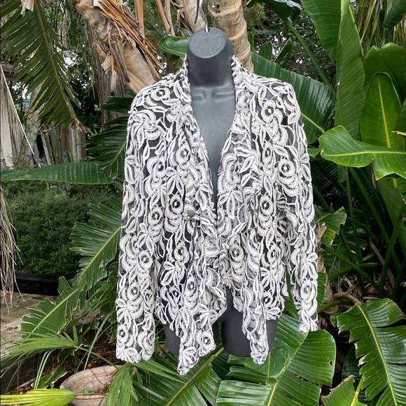 INC International Concepts Jackets & Blazers - inc floral lace, sheer motor style jacket